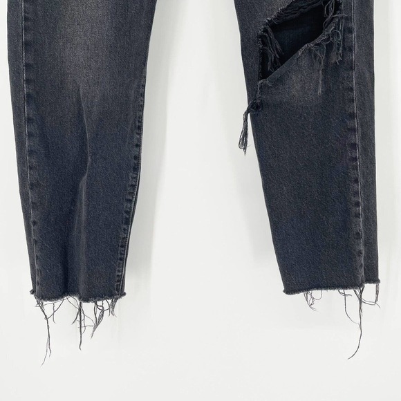 Levi's‎ Wedgie Straight Ripped Denim Jeans Sz 29 Black High Rise Pockets Raw Hem - Picture 3 of 12